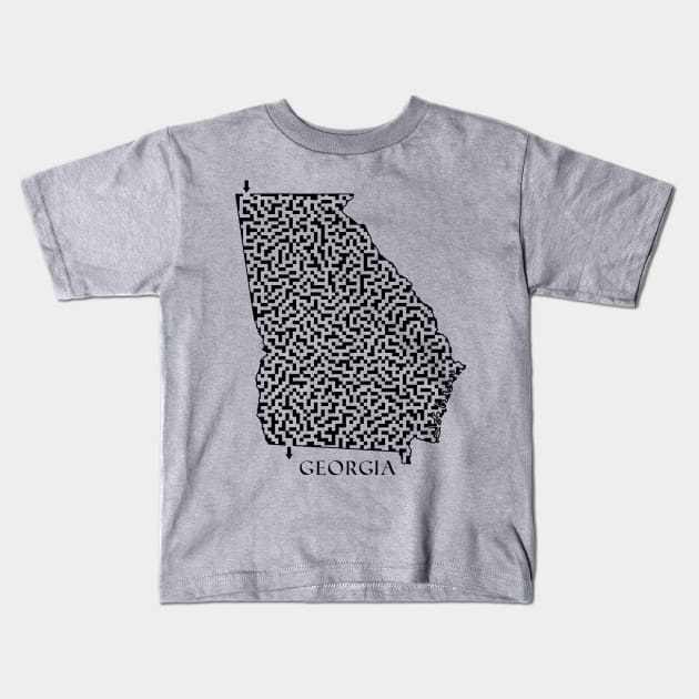 Georgia State Outline Maze & Labyrinth Kids T-Shirt by gorff